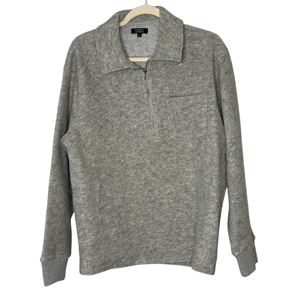 Galeries Lafayette Wool Blend Quarter Zip Pullover Sweater Relaxed Fit - Medium